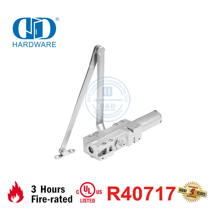 Ferme-porte coupe-feu robuste à deux vitesses réglables, certification homologuée ANSI UL10C-DDDC044