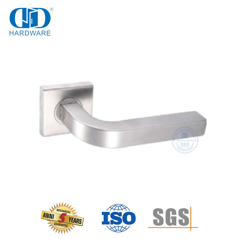 Accessoires de quincaillerie domestique Poignée de porte à levier de tube de rosette carrée en acier inoxydable-DDTH044-SSS