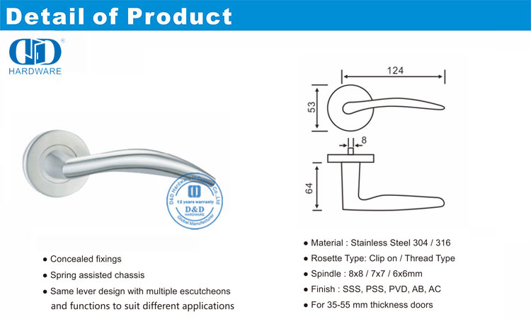Poignée à levier solide