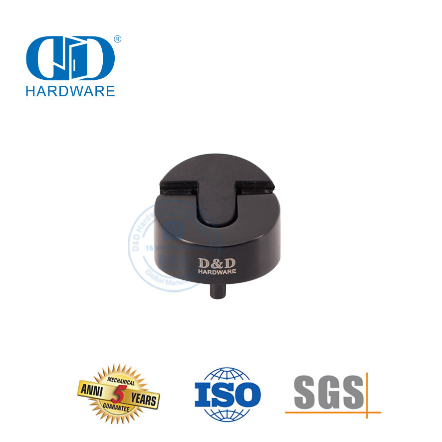 Butée de porte en caoutchouc de type monté au sol en acier inoxydable 304 noir mat-DDDS006-MB
