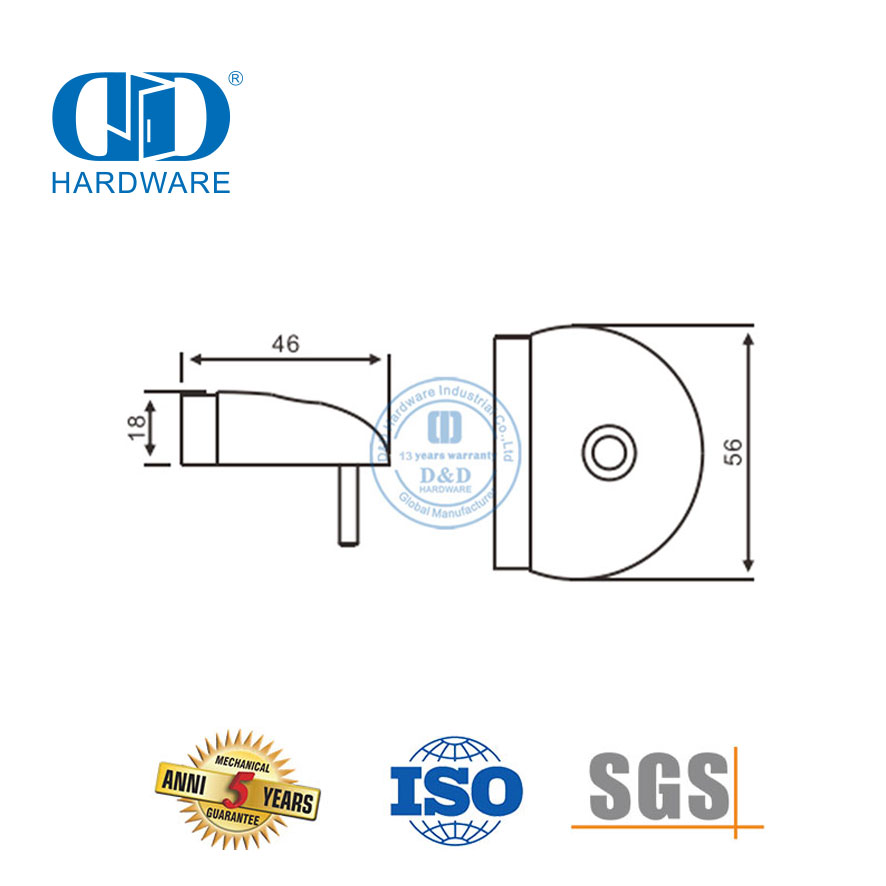 Quincaillerie de construction résidentielle Butée de porte de sol demi-lune en acier inoxydable-DDDS014-SSS