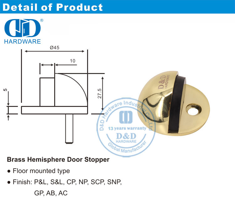 Arrêt de porte monté au sol