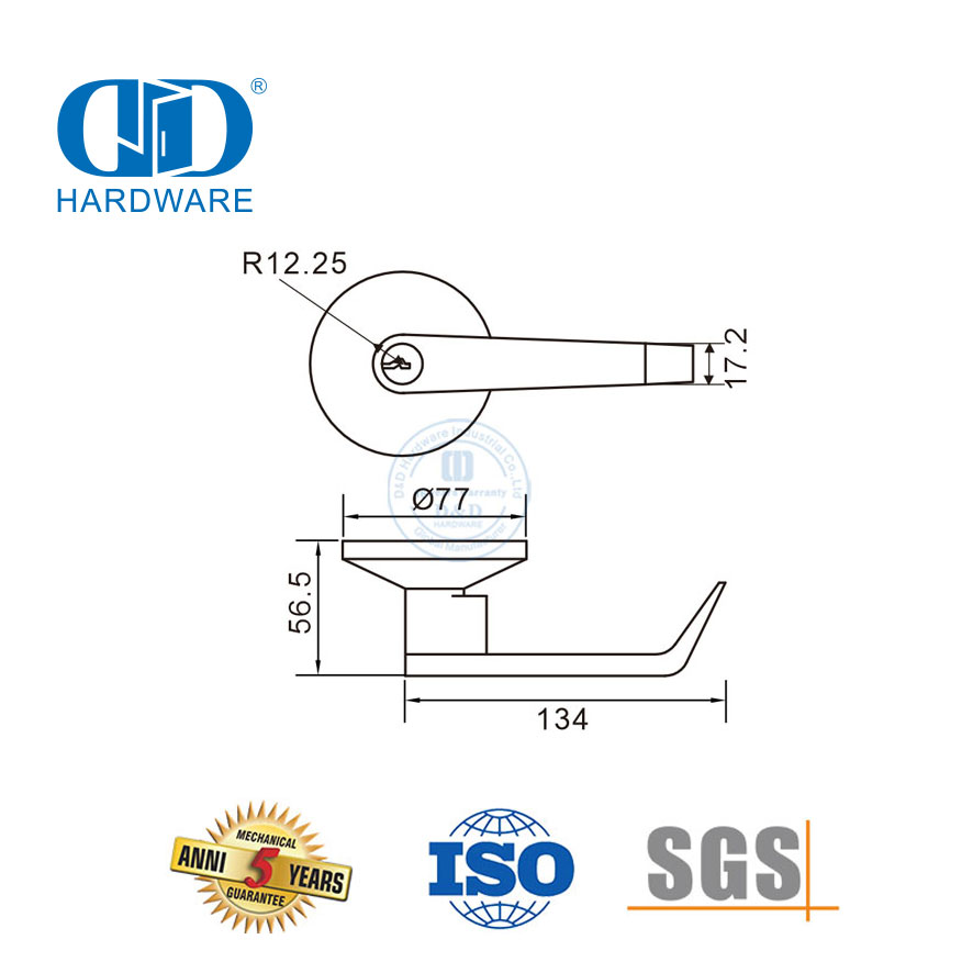 Garniture de levier de porte standard en acier inoxydable pour dispositif de sortie-DDPD012-SSS