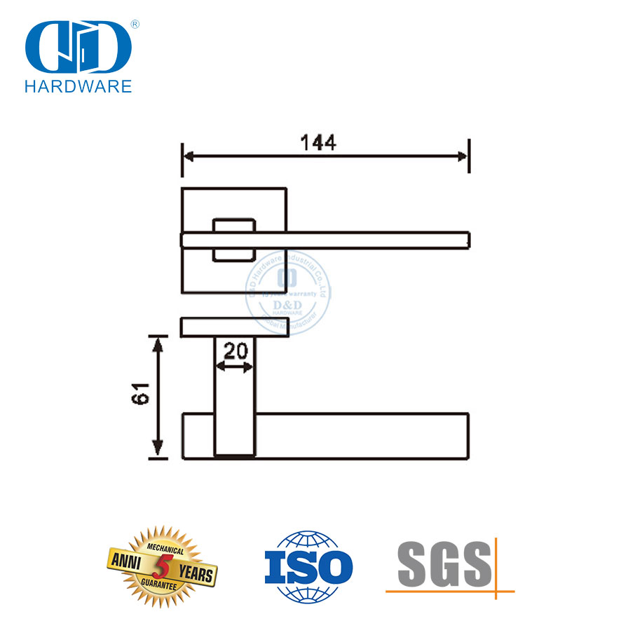 Levier de poignée de porte extérieure argentée en acier inoxydable pour porte en métal-DDTH047-SSS