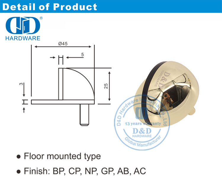 Butée de porte en demi-cercle