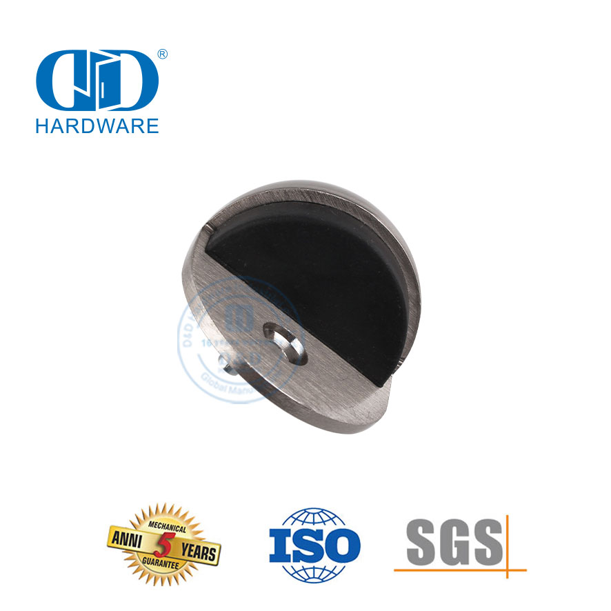 Butée de porte en alliage de zinc demi-lune montée au sol pour porte commerciale-DDDS003-SN