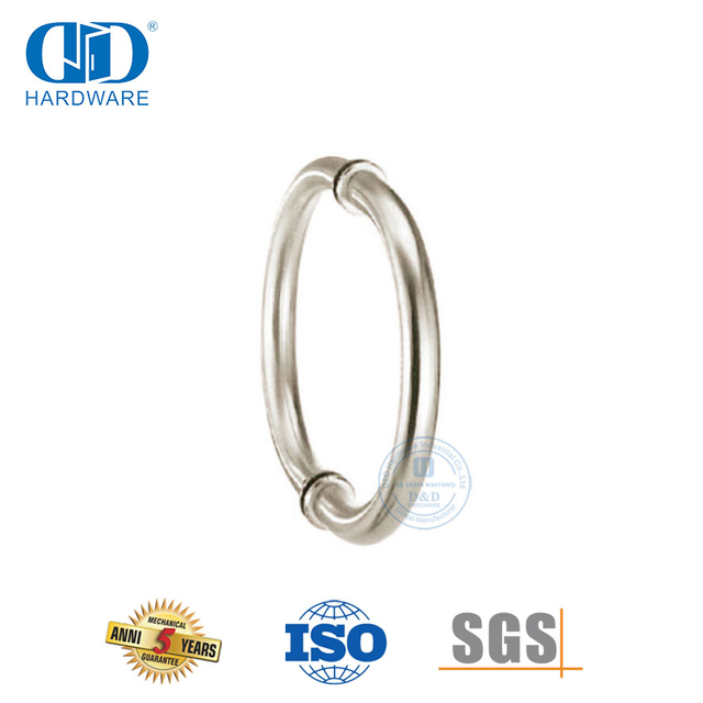 Poignée de porte en verre trempé d'immeuble de bureaux de salle de douche en acier inoxydable de forme circulaire spéciale personnalisée-DDPH008