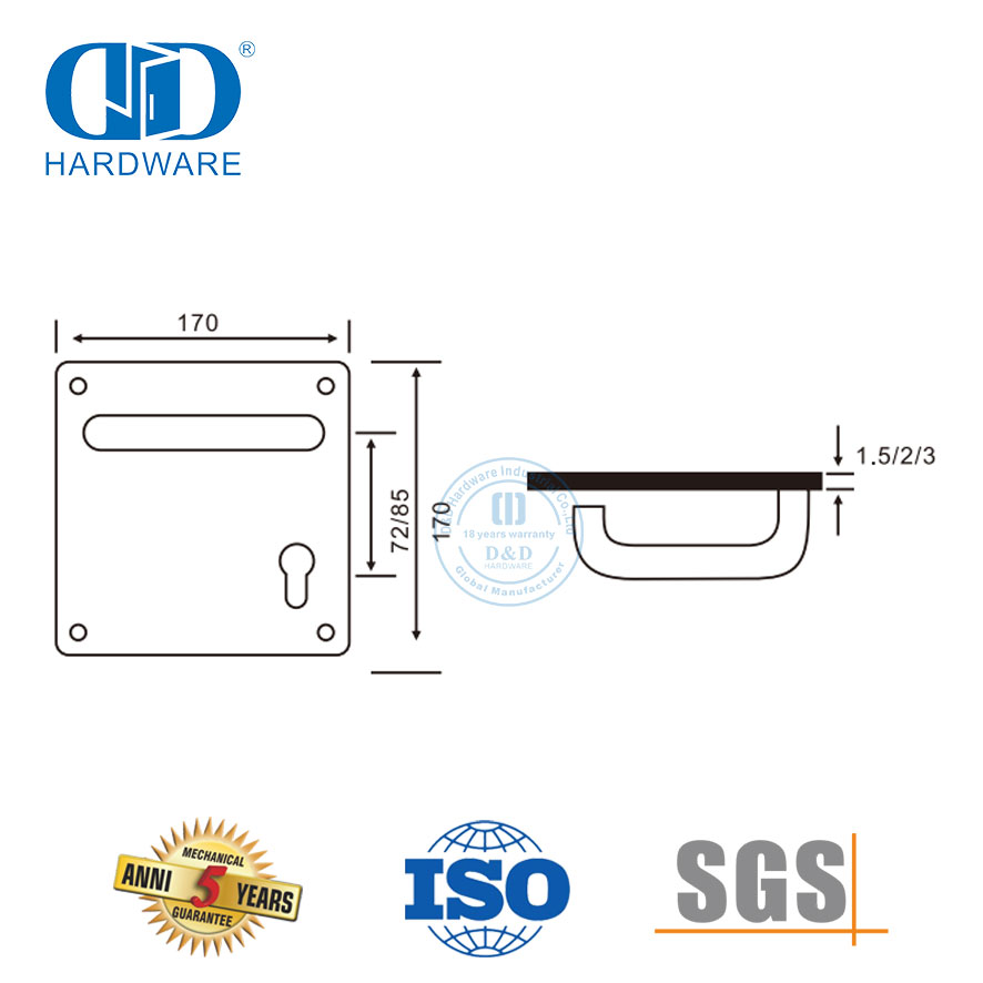 Poignées de levier en acier inoxydable de porte d'entrée de bâtiment d'incendie d'hôtel d'approvisionnement d'usine-DDTP001-SSS