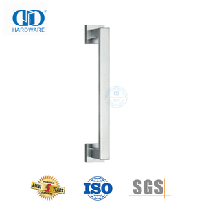 Poignée de traction latérale simple à poussée carrée en acier inoxydable finition satinée pour portes commerciales en verre et en métal-DDPH035