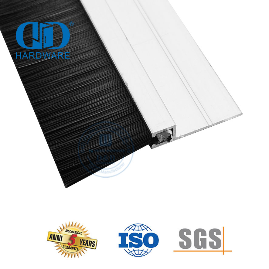Joint de brosse Anylon support en aluminium auto-adhésif automatique résistant à l'air froid joint de balayage de porte coulissante-DDBS004