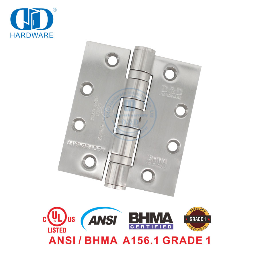 Prix ​​d'usine UL répertorié certificat Bhma résistant au feu en acier inoxydable NRP charnière de porte commerciale-DDSS001-ANSI-1-4.5x4.0x4.6mm