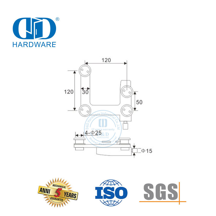 Raccord de patch en acier inoxydable, raccord pivotant, connecteur incurvé, Pivot en verre, Fitting-DDGP007