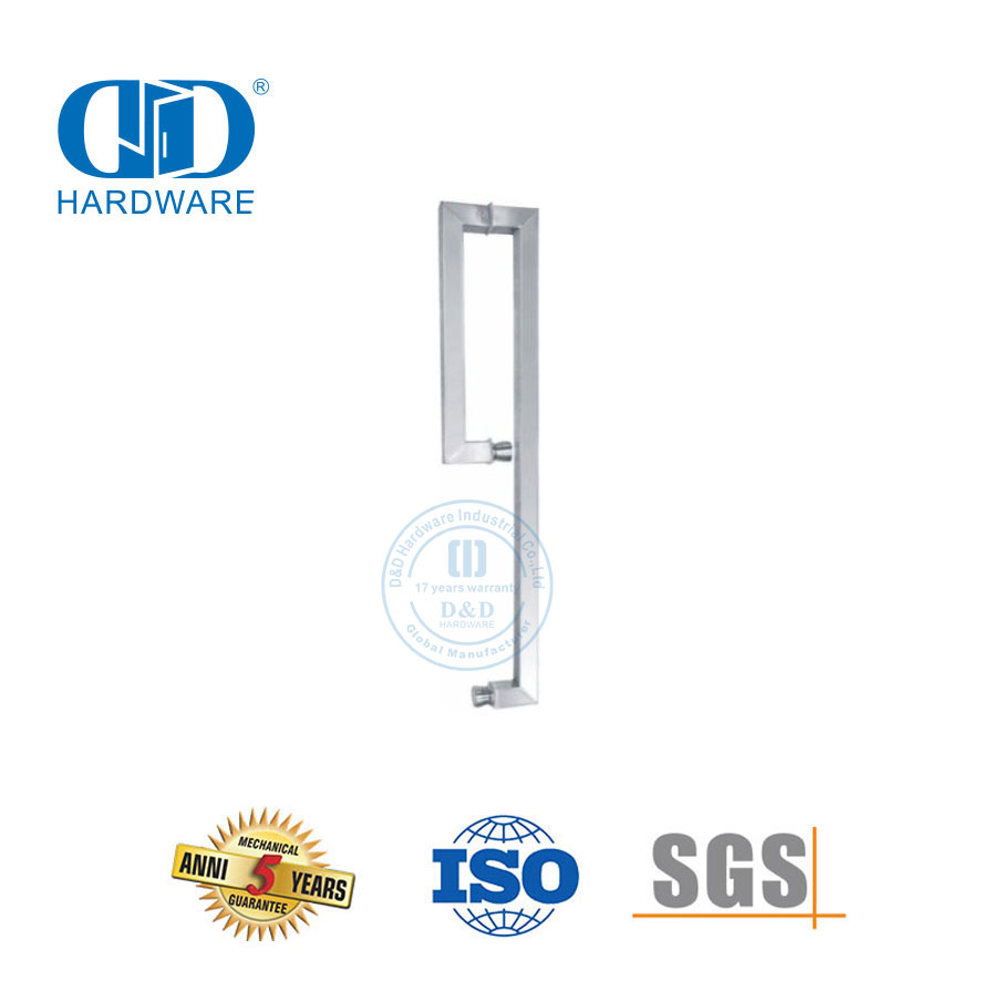 Quincaillerie de porte coulissante en verre commerciale en acier inoxydable, raccords de porte de salle de bains, poignée de traction-DDPH041