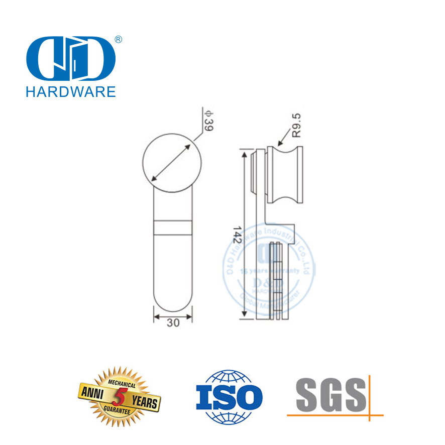 Quincaillerie de porte sécurisée en acier inoxydable, accessoires de salle de bains, raccord de porte en verre pour Door-DDGS105 coulissante
