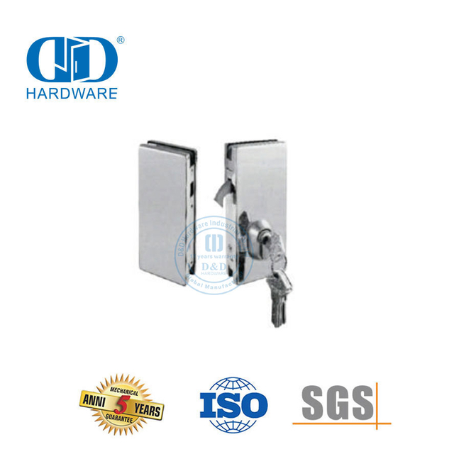 Accessoires de porte de matériel de charnière de serrure de porte en verre coulissante simple double en acier inoxydable de sécurité-DDGL004