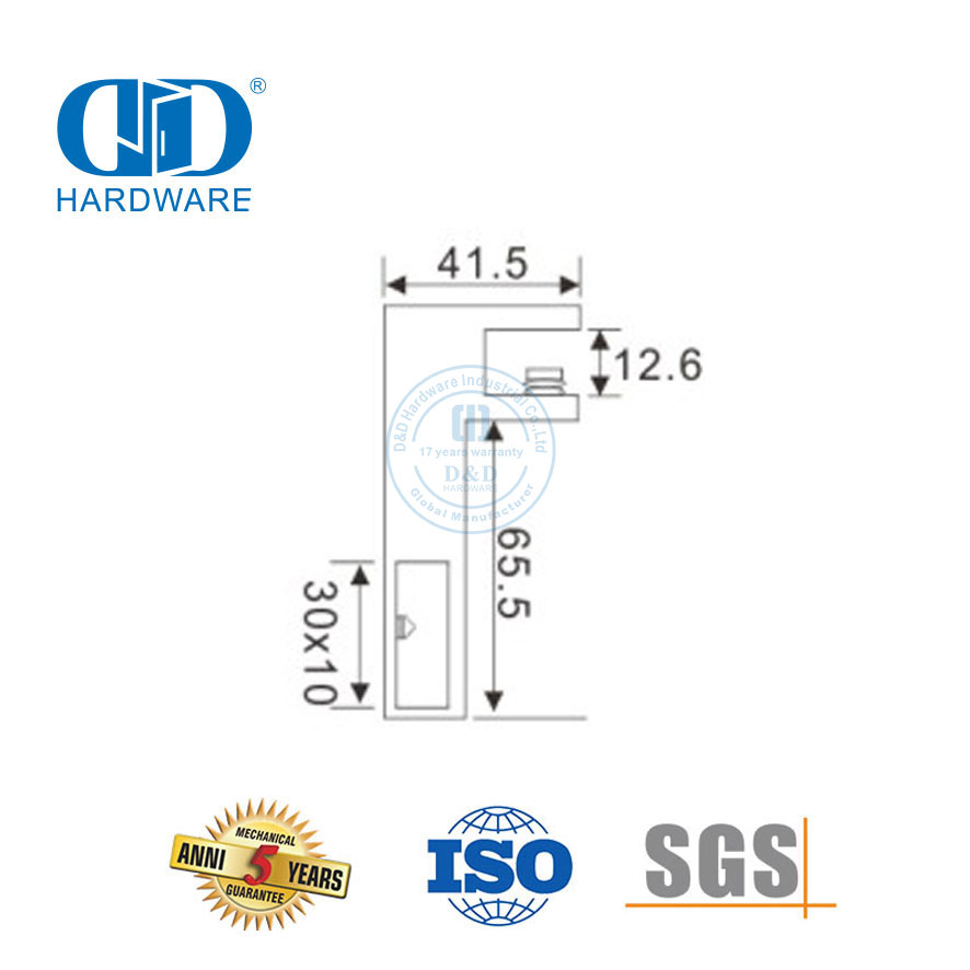 Support de barre de Support de salle de bains en acier inoxydable, accessoire de porte en verre brossé, connecteur de tuyau-DDSC015