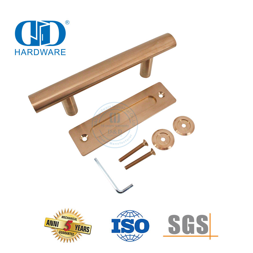 Poignée de porte de grange dorée en acier inoxydable, quincaillerie pour porte coulissante, poignée tubulaire-DDBD101 SRG