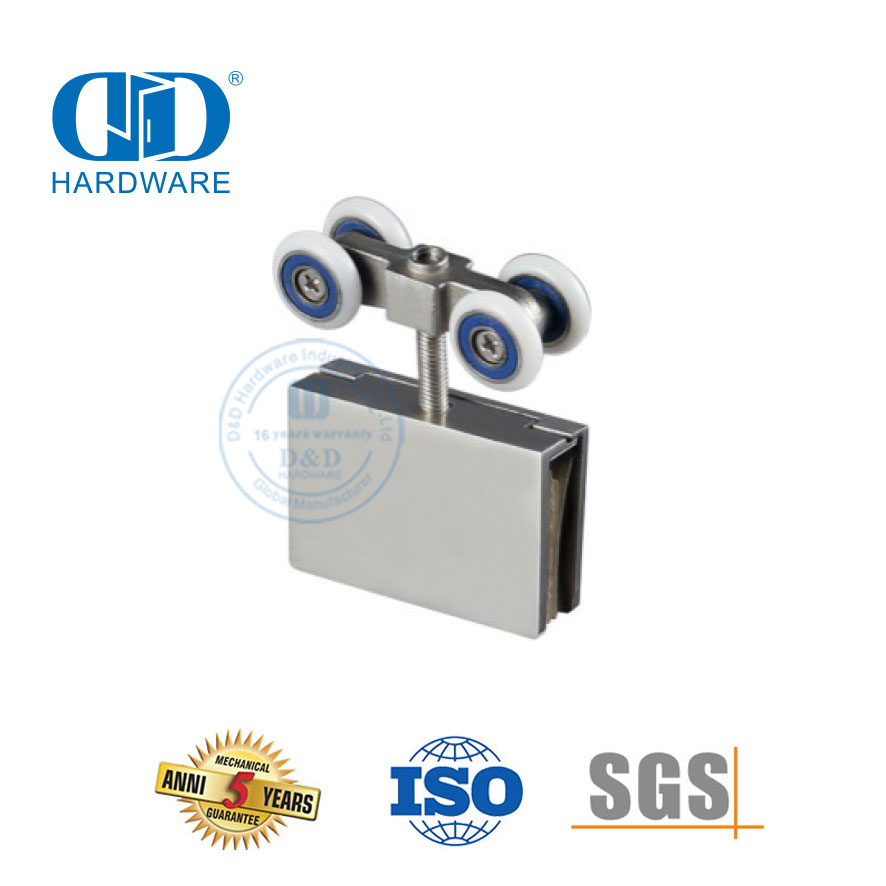 Pince de porte en acier inoxydable, rouleau suspendu pour porte coulissante, ensemble d'accessoires de montage en verre pour Bathroom-DDGS162