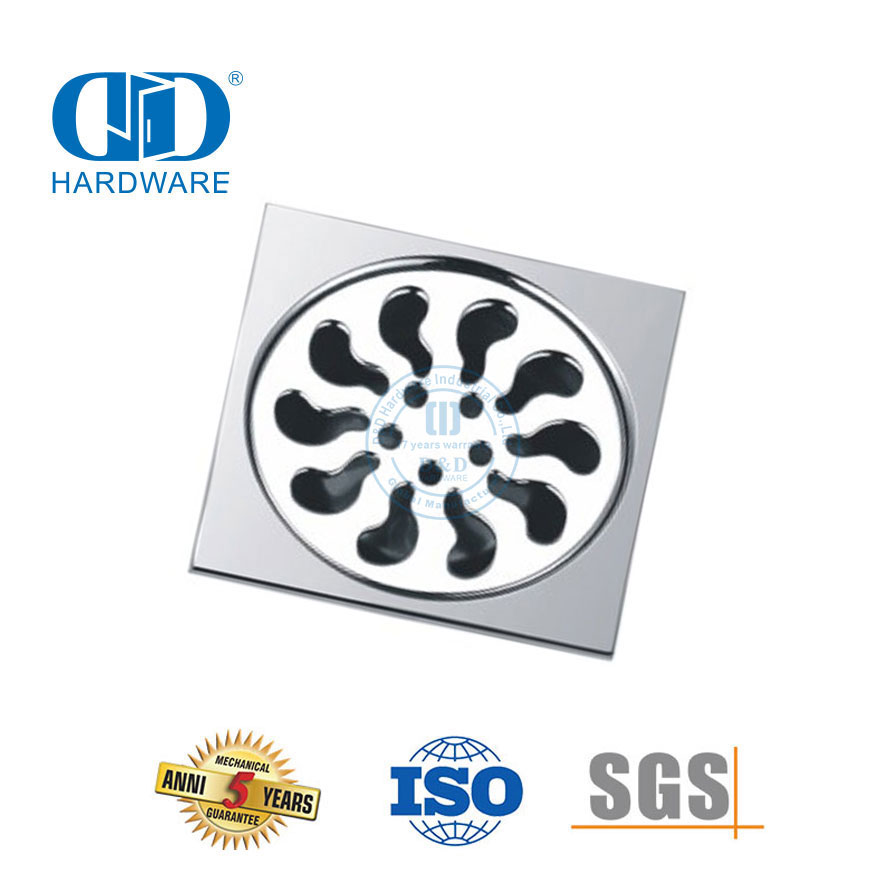 Drain de sol sanitaire en acier inoxydable de haute qualité, Drain de sol carré pour salle de bains Hardware-DDFD006