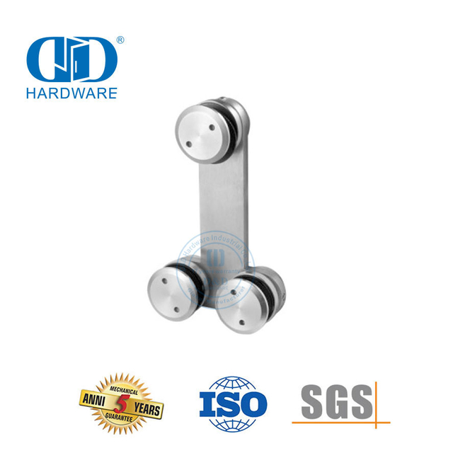 Connecteur en verre horizontal en T en acier inoxydable, pivot de porte en verre, porte coulissante Hardware-DDGP018