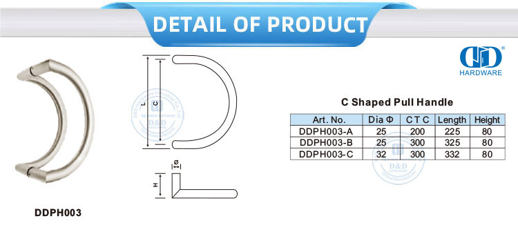 Poignée de traction en forme de C
