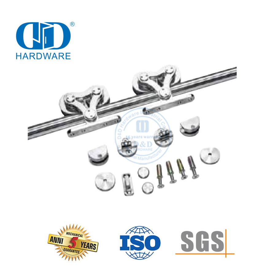 Quincaillerie de porte de grange coulissante en acier inoxydable, quincaillerie de garage en acier, quincaillerie de porte, piste Set-DDBD051
