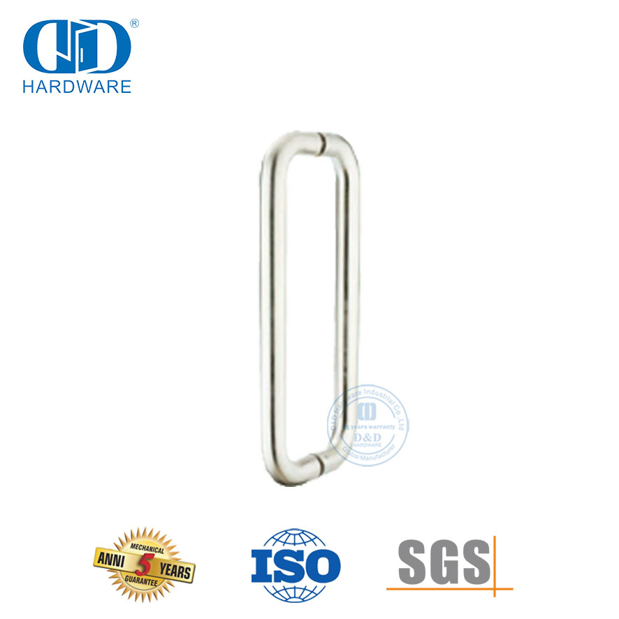 Boutons de porte de douche en verre en acier inoxydable de type H à tube rond de haute qualité Poignée de porte en verre-DDPH007-SSS