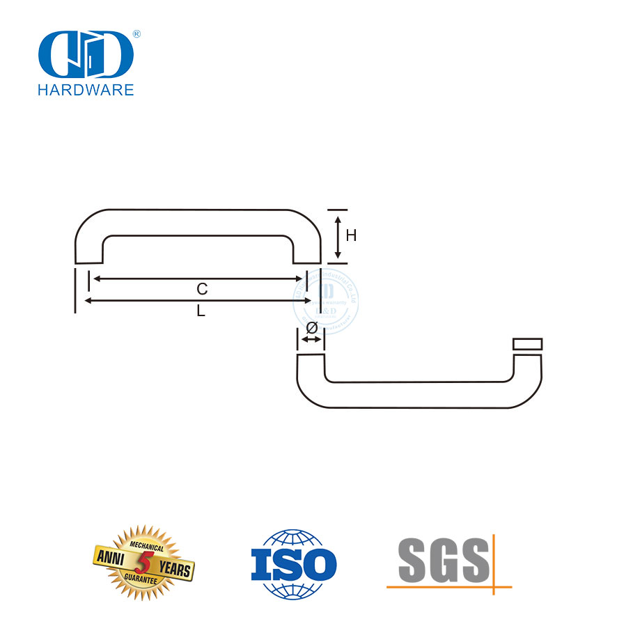  Quincaillerie de meubles raccord de porte de minuterie de salle de bain poignées de traction en acier inoxydable-DDPH018