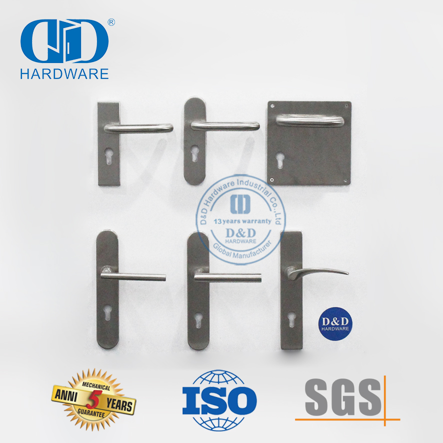 Poignée de levier de porte en acier inoxydable durable de centre à centre de 85 mm avec plaque-DDTP001-PVD