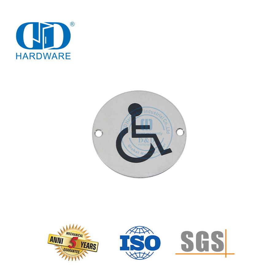 Plaque de signalisation de type carré en acier inoxydable, plaque de signalisation de désactivation, plaque de signalisation de toilettes de salle de bains pour personnes handicapées-DDSP001-Disabled