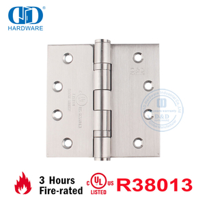 Charnière de porte en bois métallique à roulement à billes ignifuge en acier inoxydable ANSI américain homologué UL en usine-DDSS001-FR-4X4X3mm