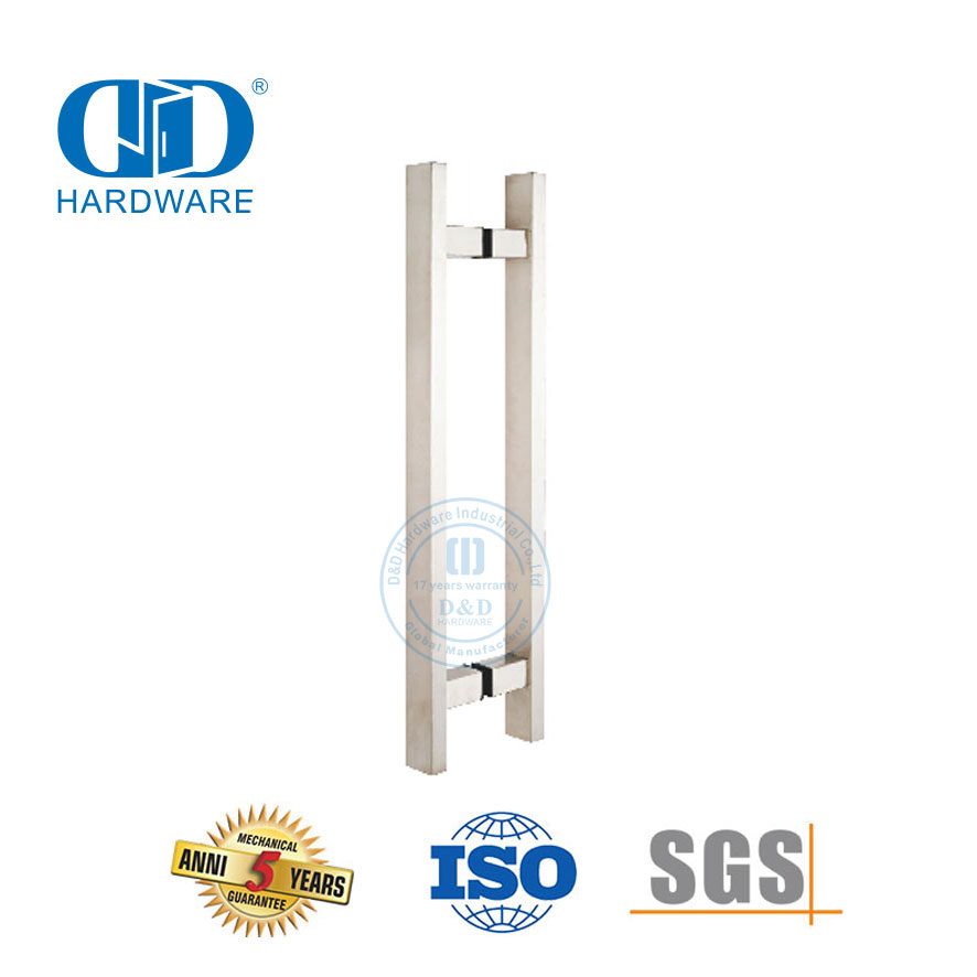 Accessoires de porte en acier inoxydable, raccord de porte en verre carré en forme de T, poignée de traction-DDPH016