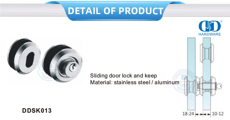 Quincaillerie pour porte coulissante en verre, quincaillerie pour porte coulissante en aluminium et acier inoxydable, serrure et Keep-DDSK013