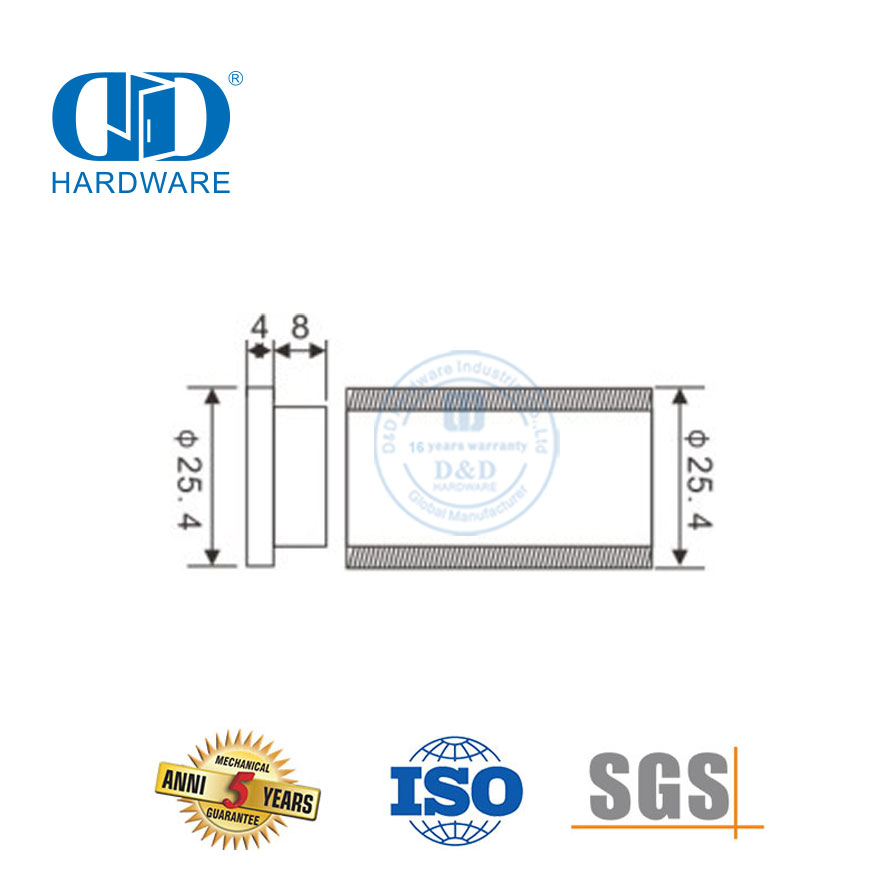 Le bouchon de tube de fermeture de buse, matériel en verre en acier inoxydable, ensemble d'accessoires en verre, tube de porte coulissante pour salle de bain et lavabo-DDGS125