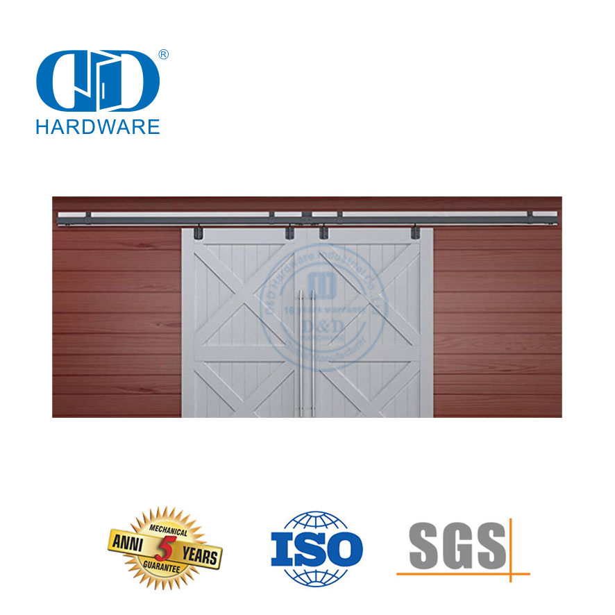 Quincaillerie de porte coulissante moderne en acier inoxydable, quincaillerie de porte de grange robuste, roues à roulettes pour Hotel-DDBD040