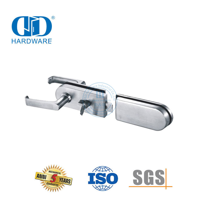 Raccord de quincaillerie de serrure d'angle en acier inoxydable, raccord de poignée de porte en verre, raccords de Patch, serrure à clé-DDGL001