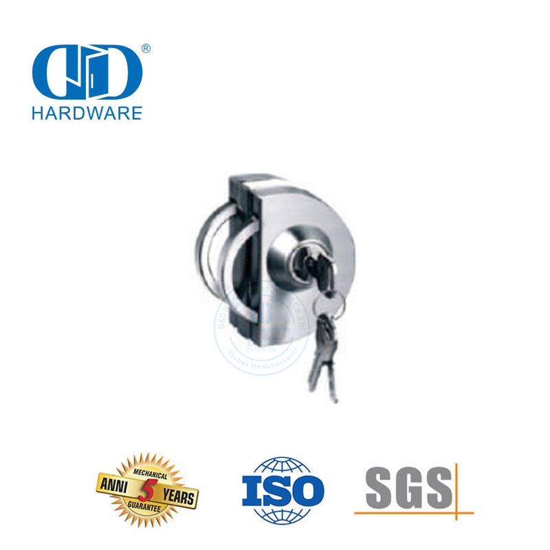 Chine usine en acier inoxydable poignée de porte en verre serrure Patch raccord coin serrure porte Fitting-DDGL005