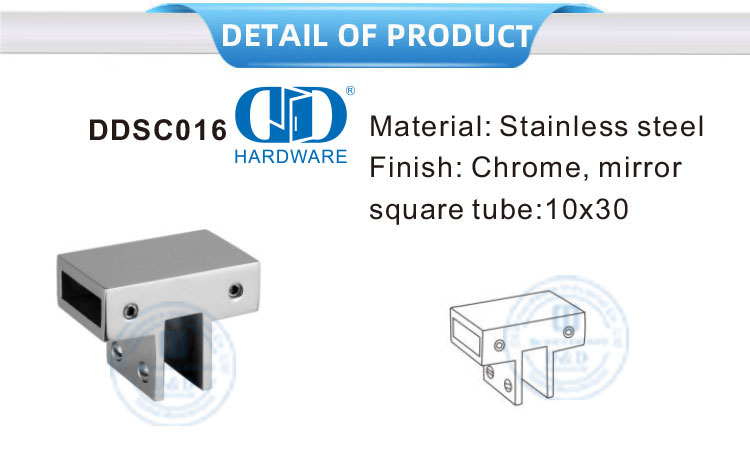Support de salle de bain en acier inoxydable, connecteur de panneau de verre, quincaillerie de porte en verre, cabine de douche System-DDSC016