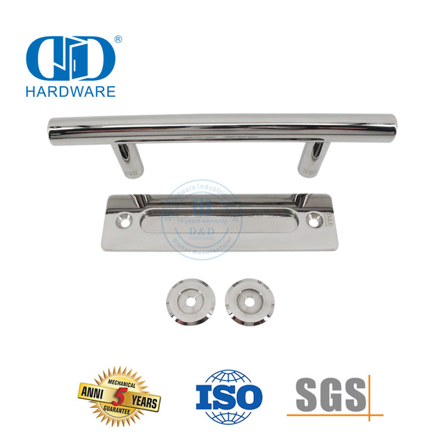Ensemble de poignées de porte de grange polies pour porte coulissante de balcon en acier inoxydable, poignée de porte double face-DDBD102 PSS