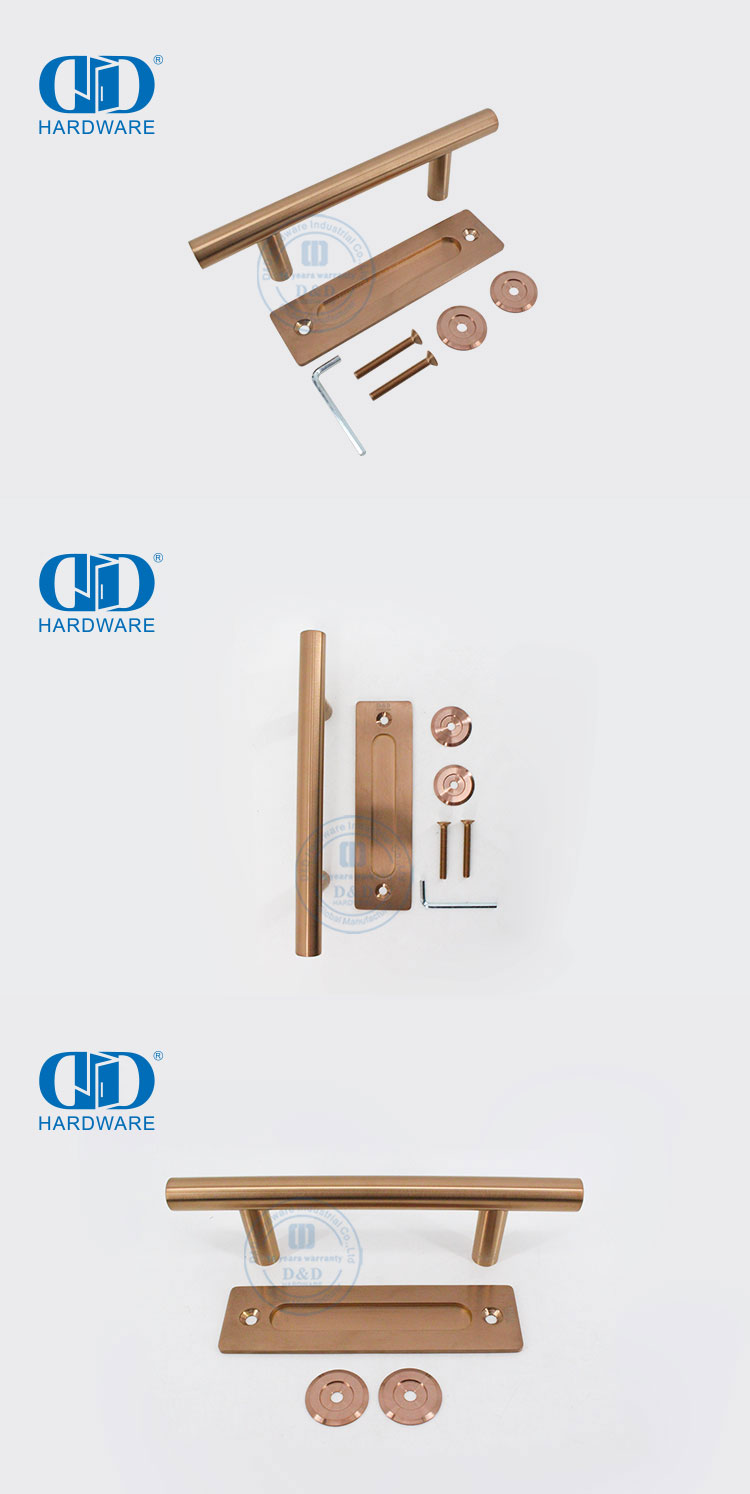 Poignée de porte de grange Push Pull double face en acier inoxydable or rose poignée de porte à tirer pour meubles-DDBD102 SRG