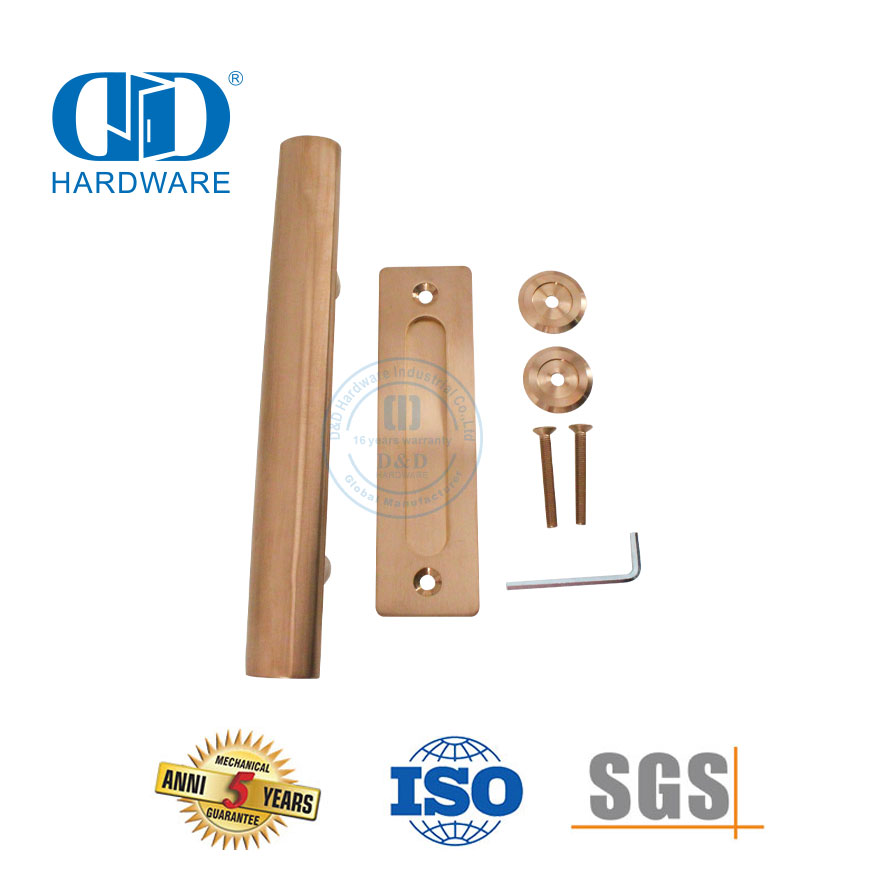 Poignée de porte de grange dorée en acier inoxydable, quincaillerie pour porte coulissante, poignée tubulaire-DDBD101 SRG
