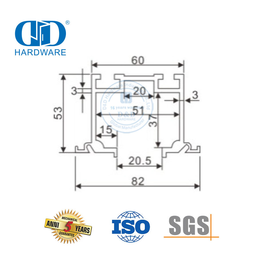 Accessoires de salle de bains de matériel de porte de Rail de matériel de porte coulissante d'acier inoxydable pour Room-DDGS150 de douche