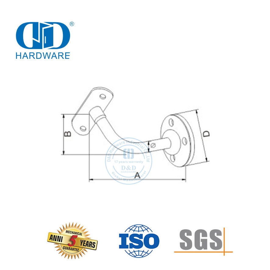 Support de Support en acier inoxydable, accessoires de Rail d'escalier, quincaillerie de porte en verre, main courante Bracket-DDHB002