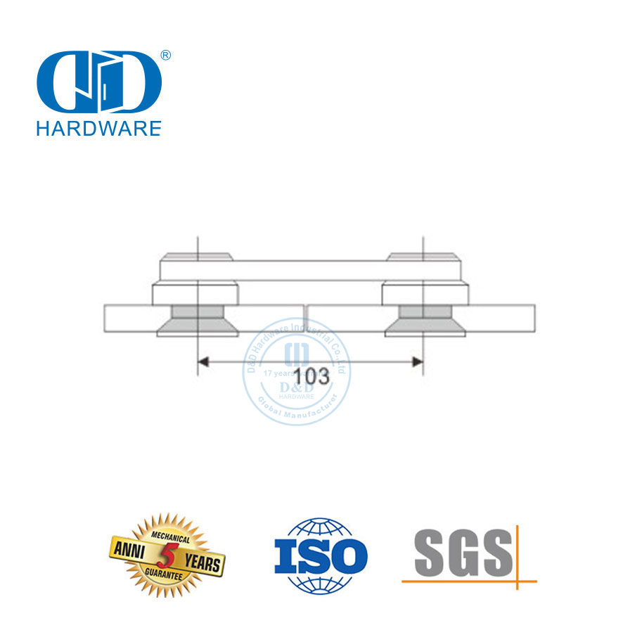 Connecteur de verre horizontal en acier inoxydable, accessoire de meuble, porte en verre Pivot-DDGP017