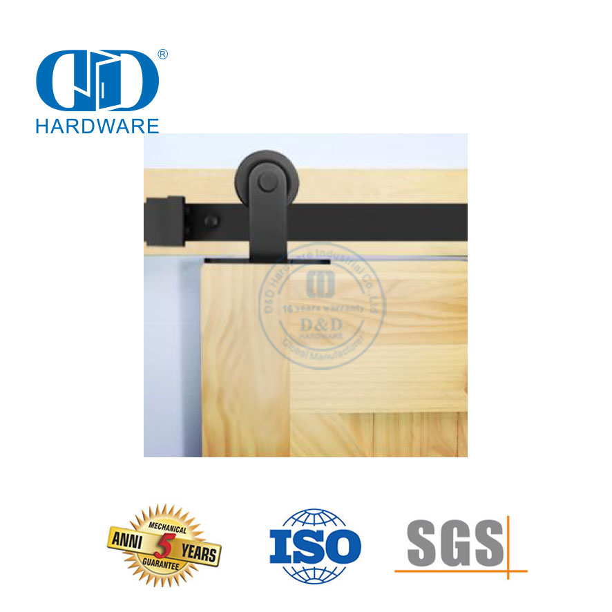 Portes en bois simples et doubles en carbone modernes, Rail de porte de grange, quincaillerie en acier noir, Rail de porte en bois de grange Hardware-DDBD002