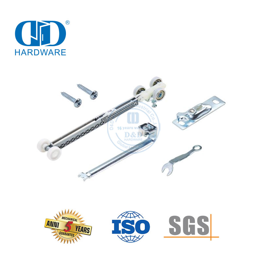 Kit de quincaillerie de porte de grange à roulettes de couleur argent en acier inoxydable, matériel de porte de grange robuste Hardware-DDBD059