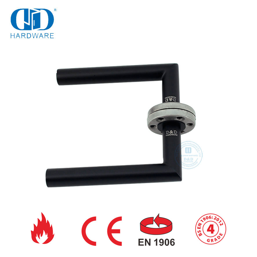 Accessoires de serrure de porte à mortaise EN 1906 poignée de porte d'entrée noire mate-DDTH003-MB