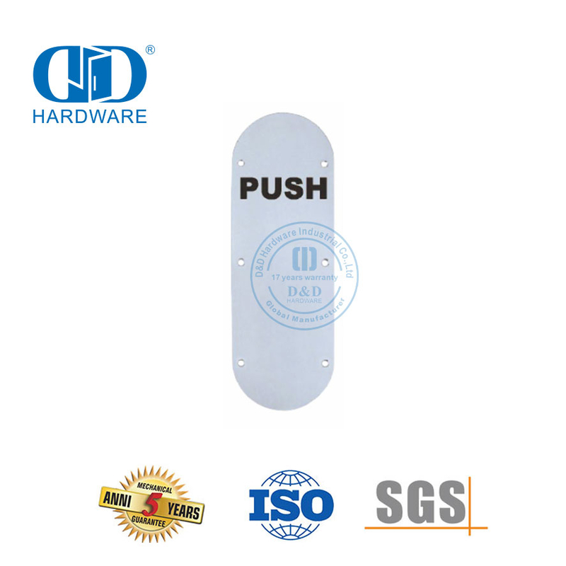 Plaque de poussée en acier inoxydable multi-finition, plaque de signalisation de type rond, plaque de signalisation suspendue, plaque de signature de porte en bois et en métal-DDSP006