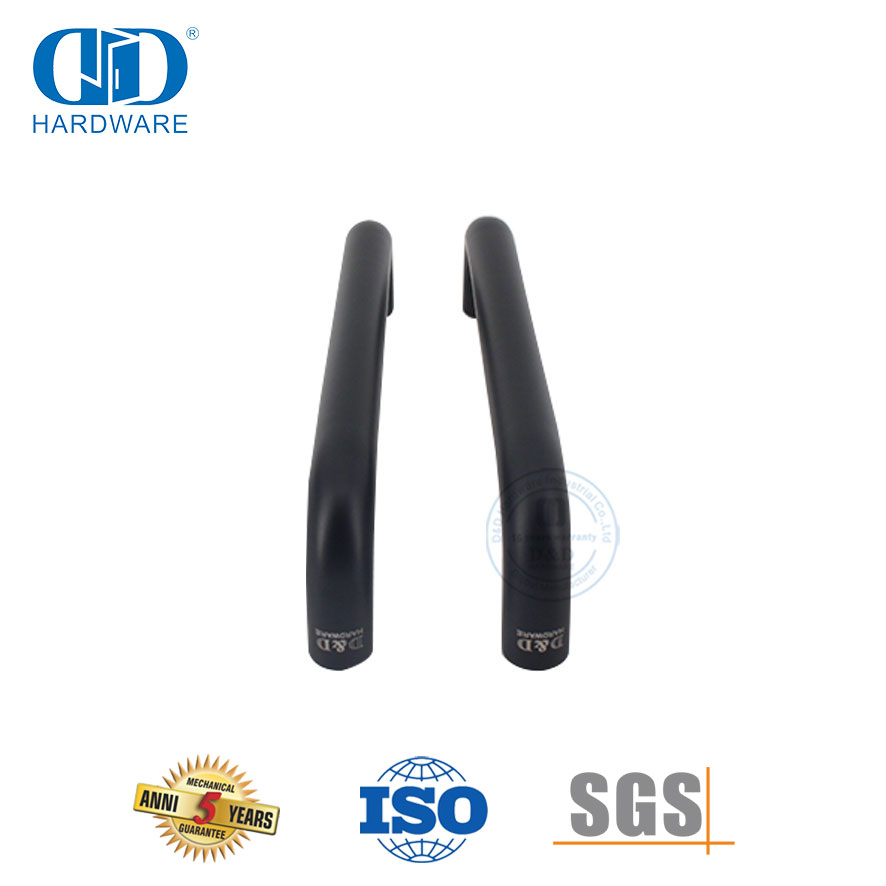 Finition noire mate, accessoires de quincaillerie de porte en verre moderne, poignée de tuyau ronde de salle de bains -DDPH007-MB