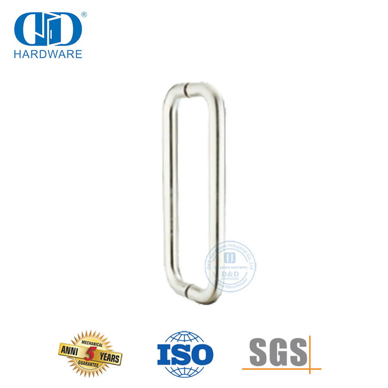 Boutons de porte de douche en verre en acier inoxydable de type H à tube rond de haute qualité Poignée de porte en verre-DDPH007-SSS